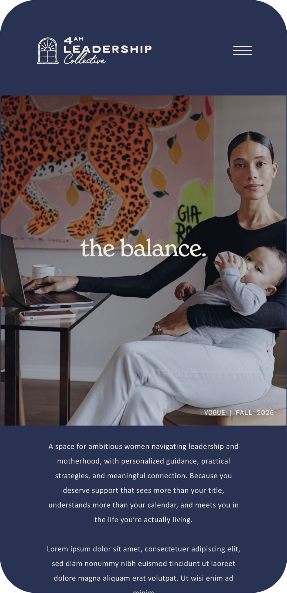 4AM editorial photography mockup with the complete alternate logo and the New Spirit headline the balance.